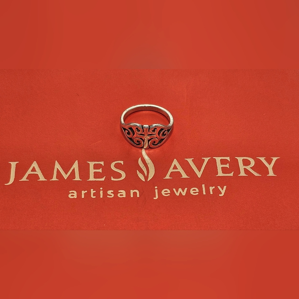 James Avery Sterling Cross Scroll Ring - image 2